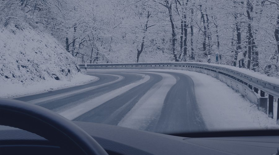 Driving down icy road