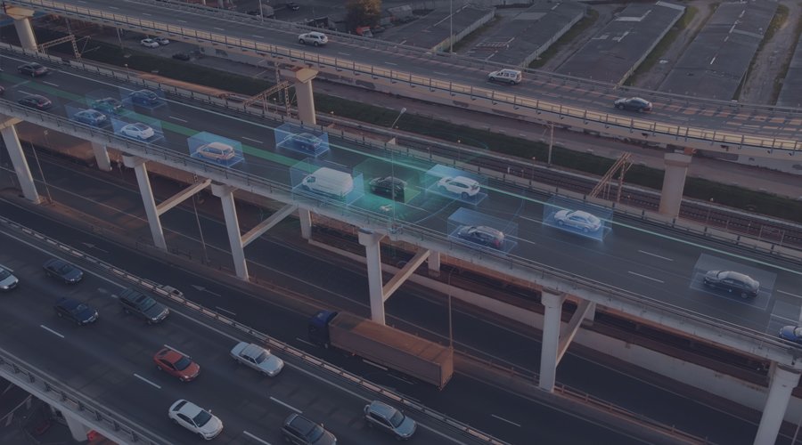 Vehicles traveling along the highway