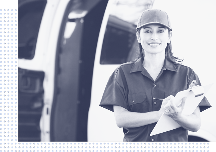 Delivery woman with signing clipboard