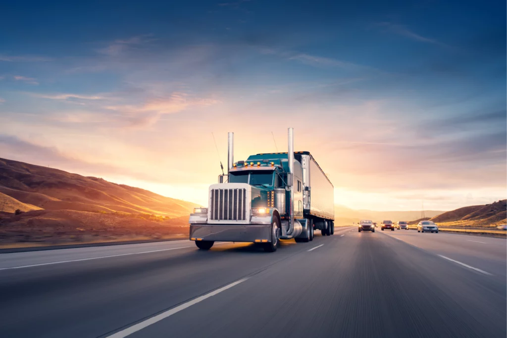 Truck driving down highway